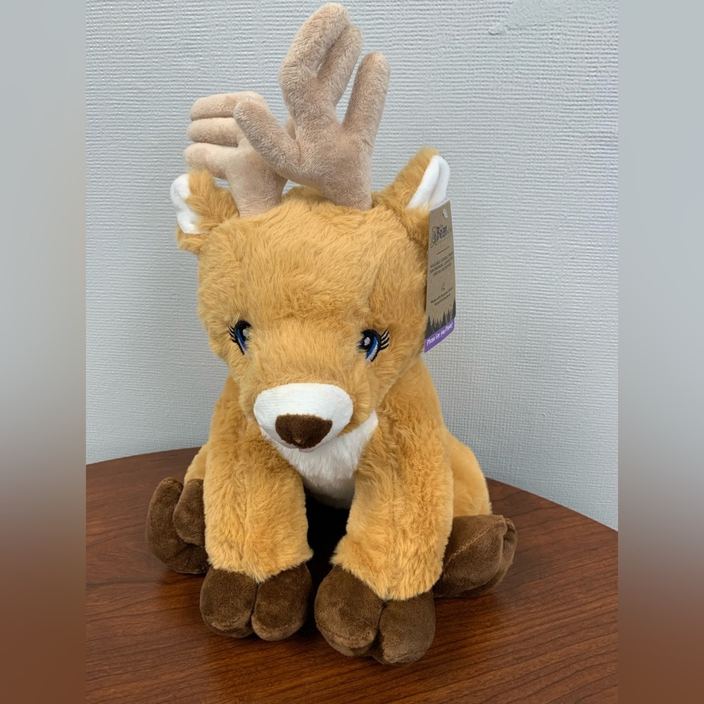 NEW-Plush Reindeer Toy - Brown and White